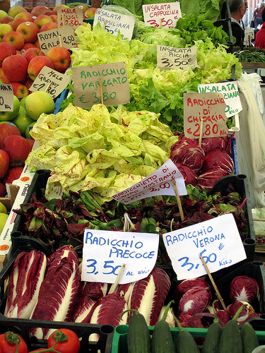 Different varieties of radicchio at the Rialto market by Michael Horne
