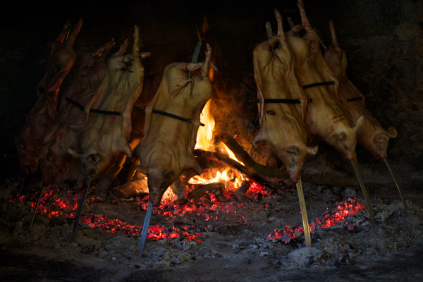 Sardegna's most famous dish, porcetta (roast sucking pig)