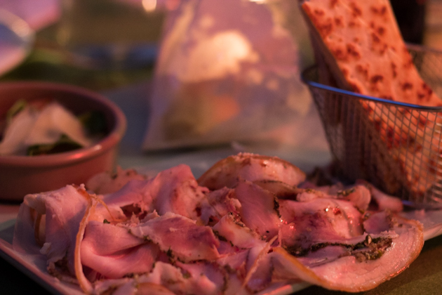 Local ham served with the piadine
