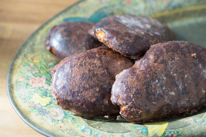 Susumelle (a type of gingerbread coated in chocolate)