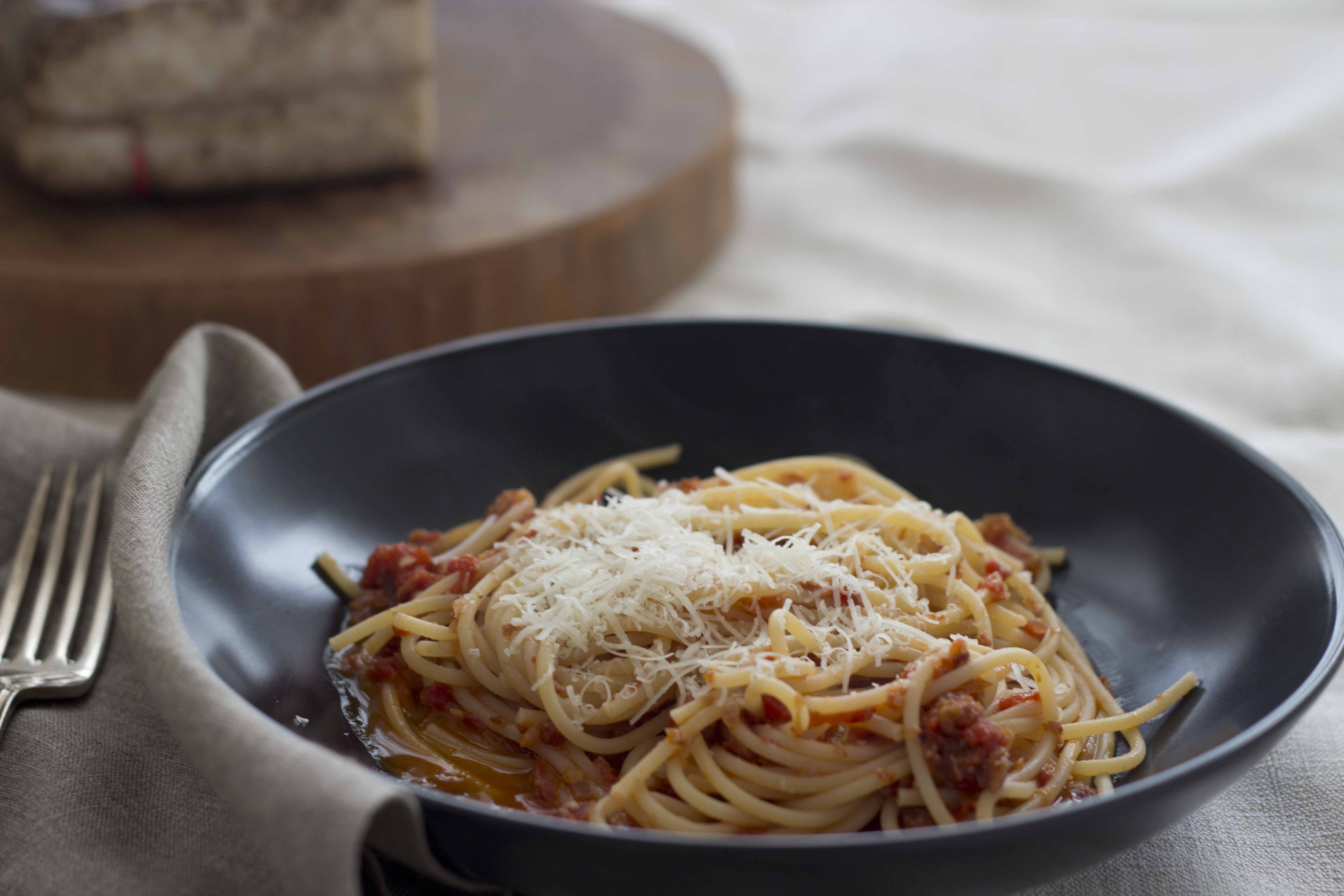 Bucatini all&amp;#39;amatriciana is a well-loved pasta dish all over the world ...