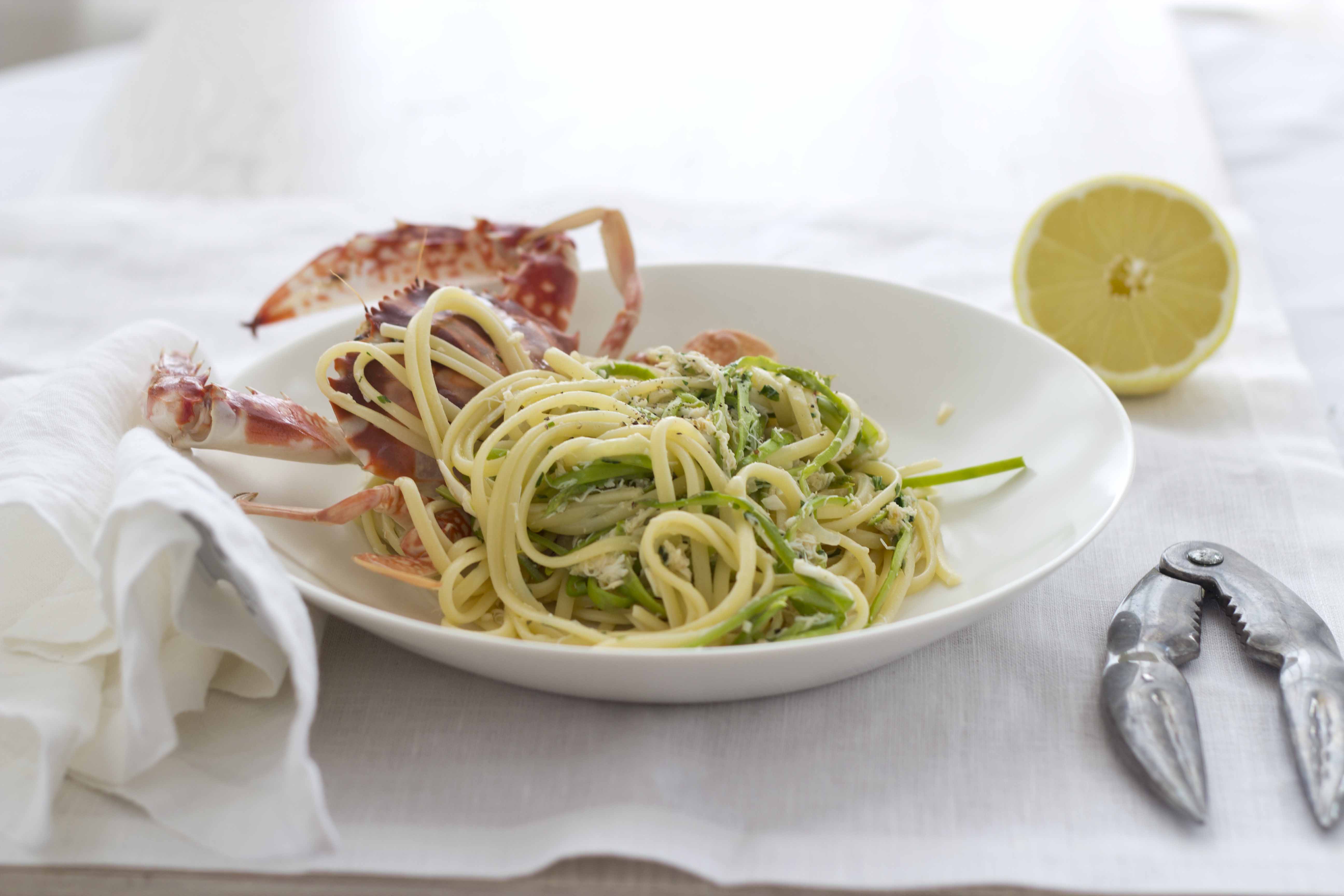 Linguine al granchio (crab linguine) is a refined pasta dish suitable ...