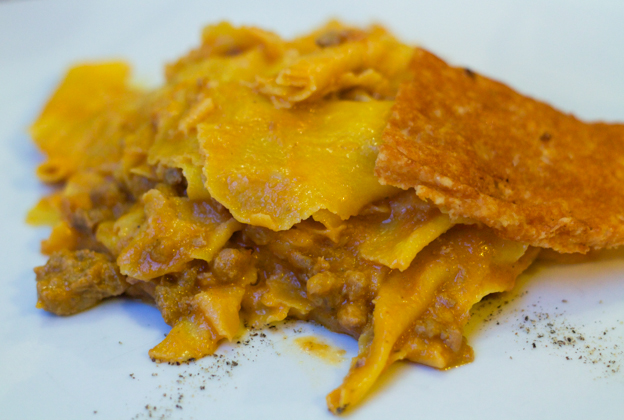 Maltagliati al ragu d'anatra tartufato (fresh pasta with black truffle duck meat sauce)