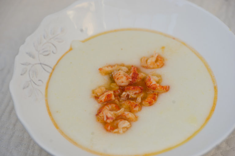 White polenta with langoustine